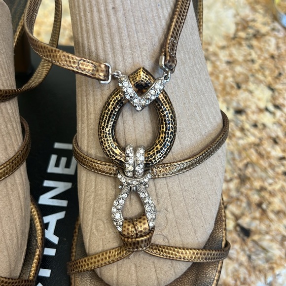 Giuseppe Zanotti Vicini Gold with Crystal Rhinestones Sandals. Sz 11 - Picture 7 of 12
